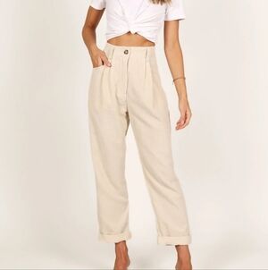 Petal & Pup Cream Corduroy High-Rise Wide Leg Pants Quiet Luxury Staple